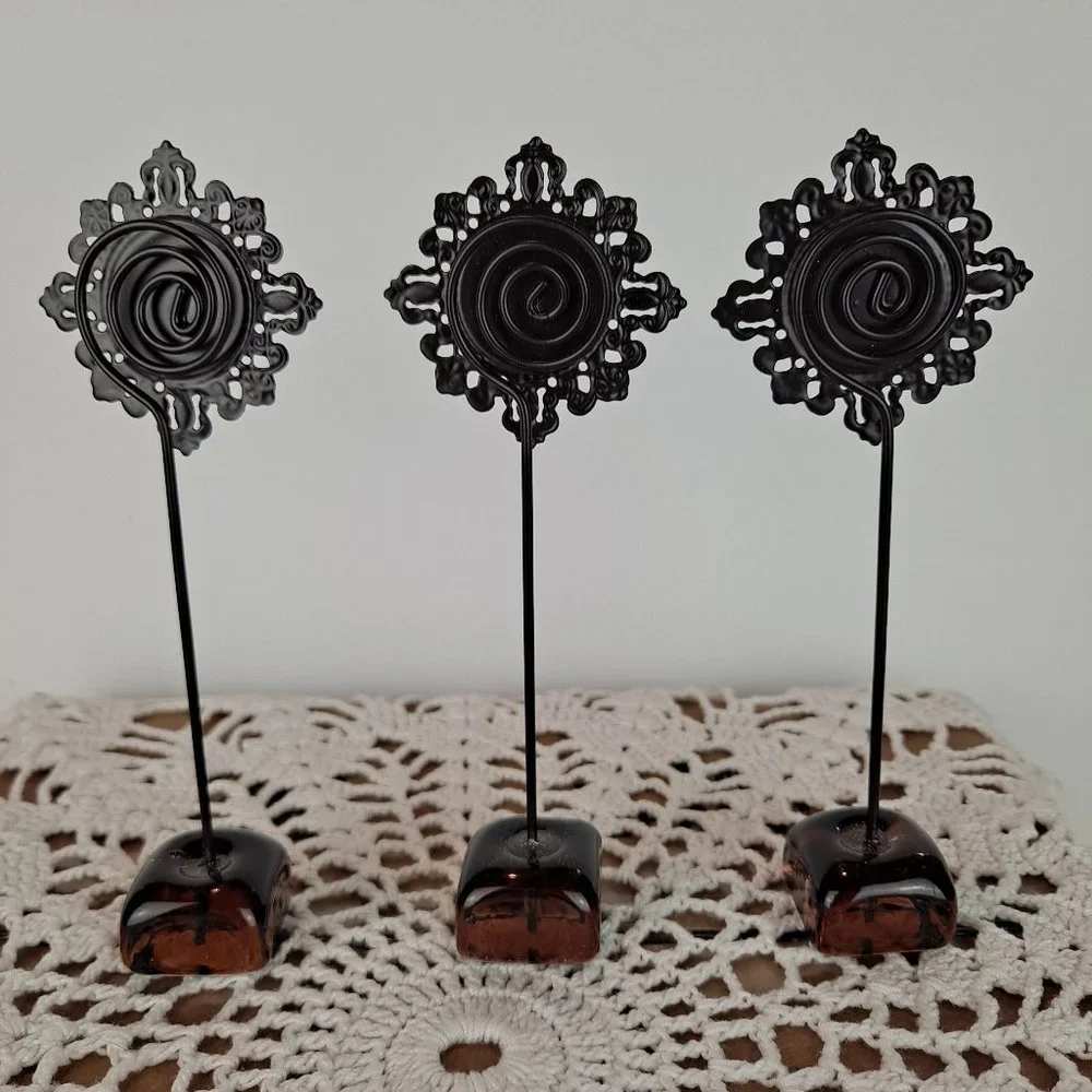 Set of 3 Pier1 Jeweled Flower Style Photo / Recipe Card Holders